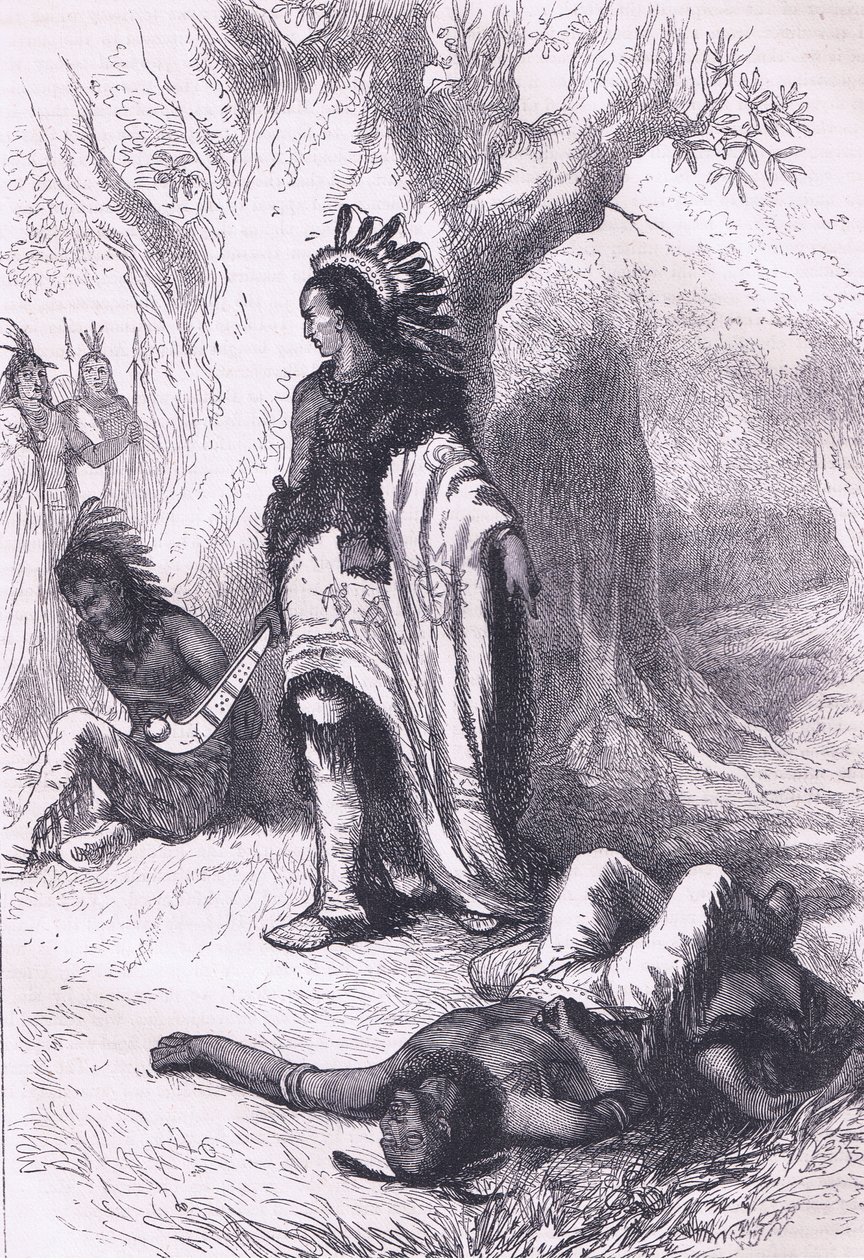Uncas and Miantonomoh (1643), illustration fra Cassell