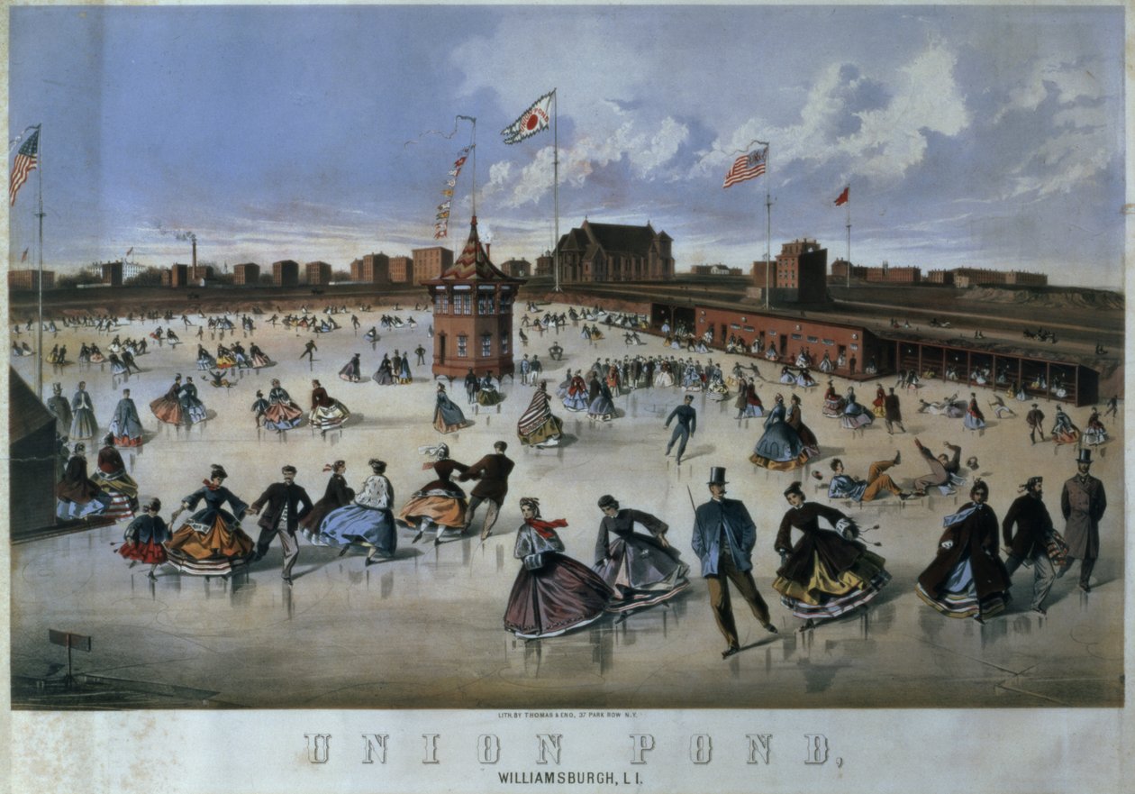 Union Pond, Williamsburg, Brooklyn, graveret af Thomas & Eno, New York af American School