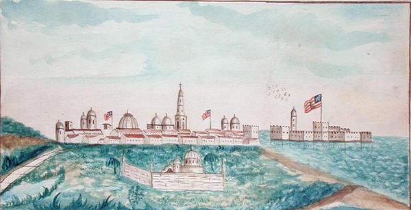 Vera Cruz, Slot og kirkegård (akvarel på papir) af American School