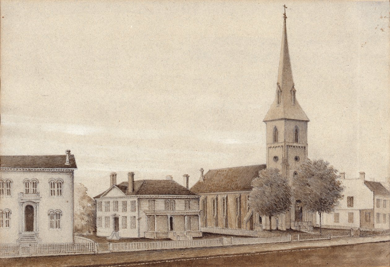 Udsigt over Petersburg, Virginia (akvarel på papir) af American School