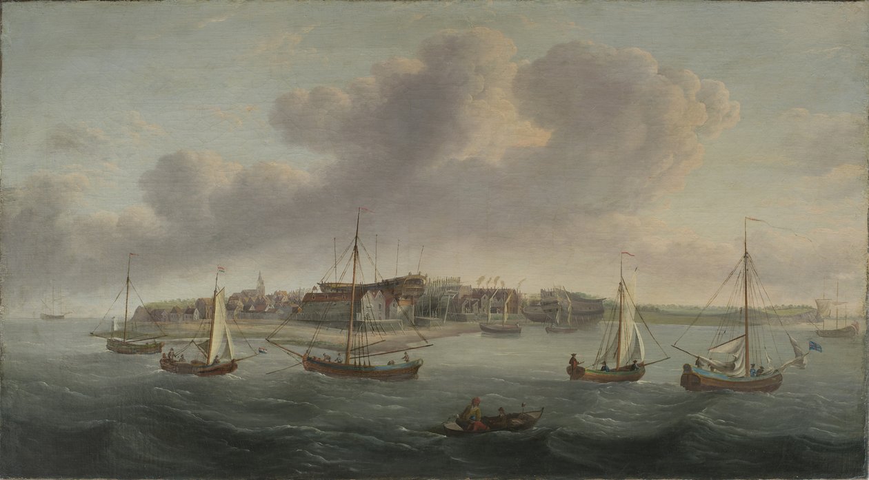 Udsigt over en havn, 1760 af American School