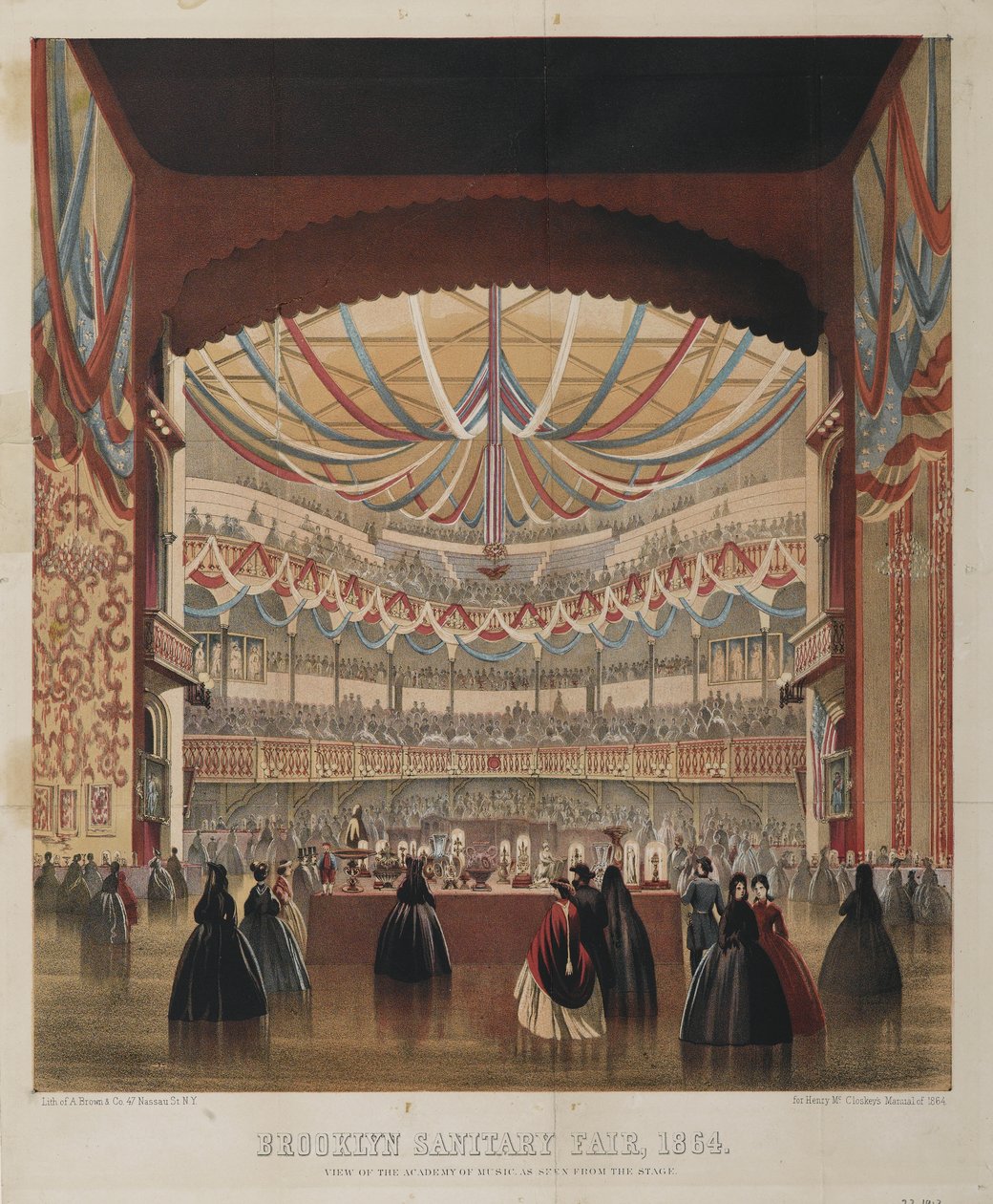 Udsigt over Academy of Music set fra scenen, Brooklyn Sanitary Fair, 1864 af American School