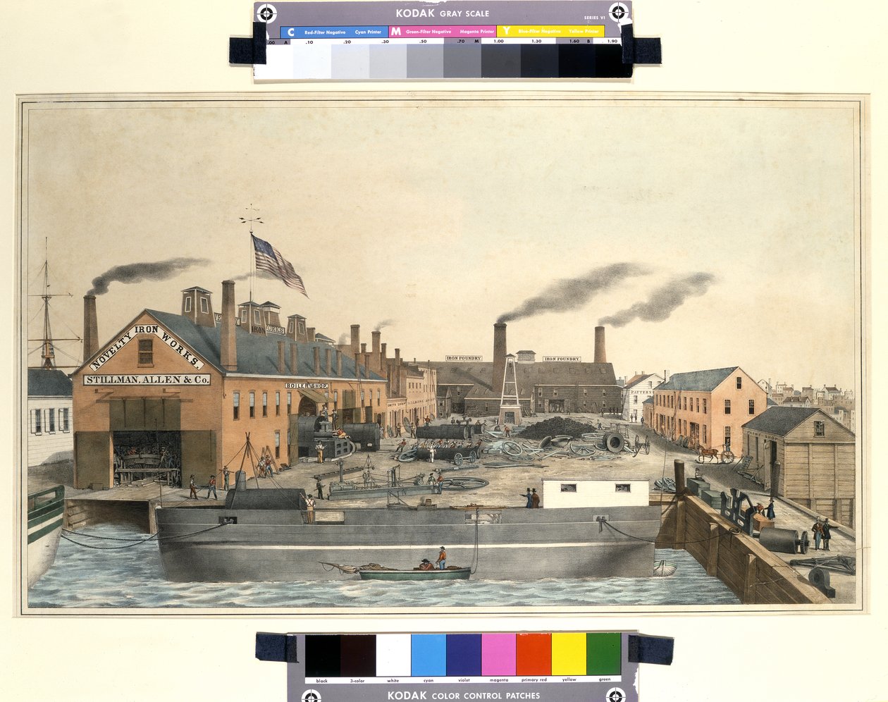 Udsigt over Stillman & Allen Novelty Iron Works af American School