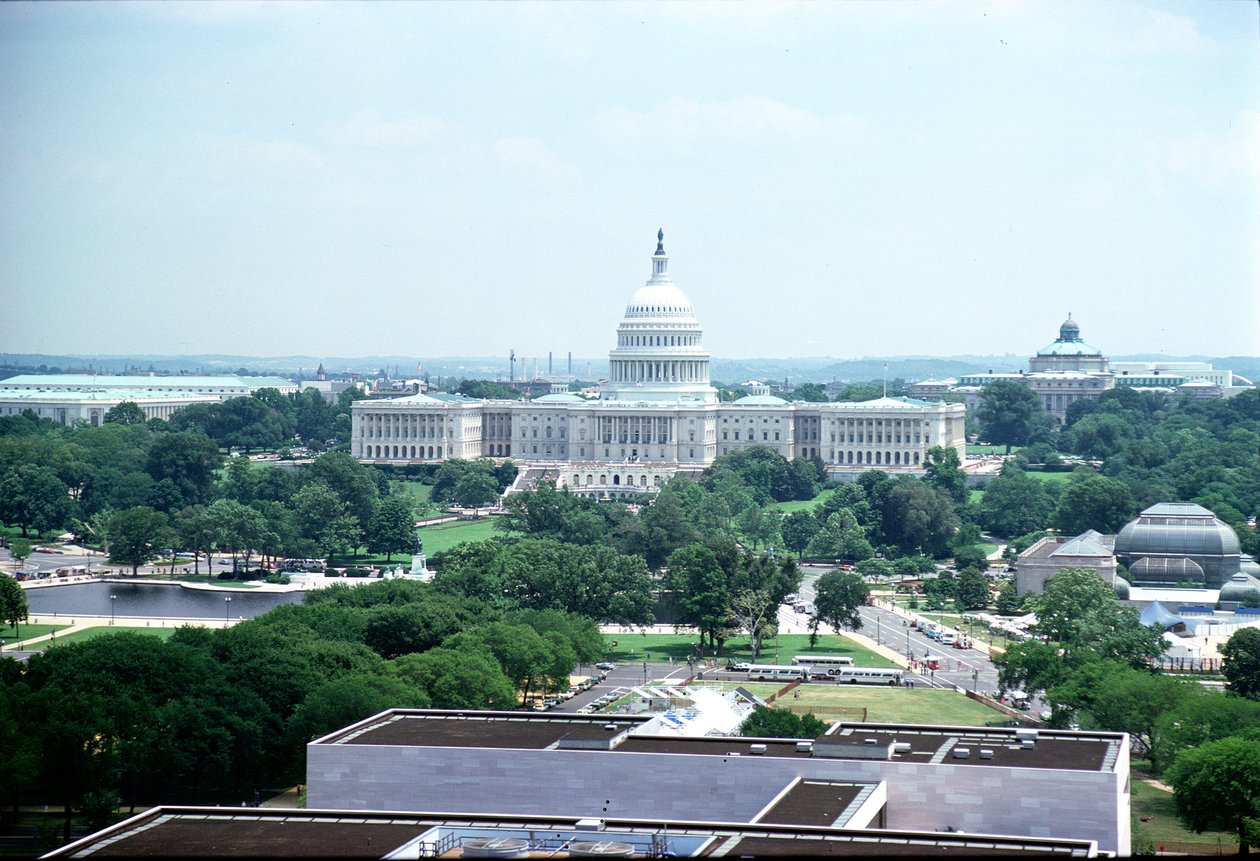 Udsigt over United States Capitol og National Mall af American School