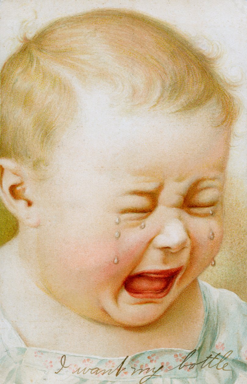 Vintage-grafik af grædende baby af American School