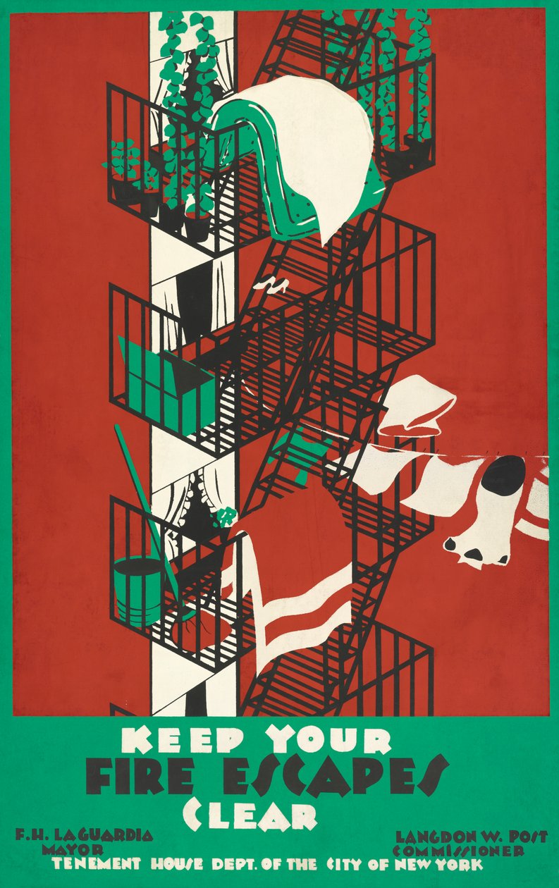 Vintage plakat af en New York City Brand Escape af American School