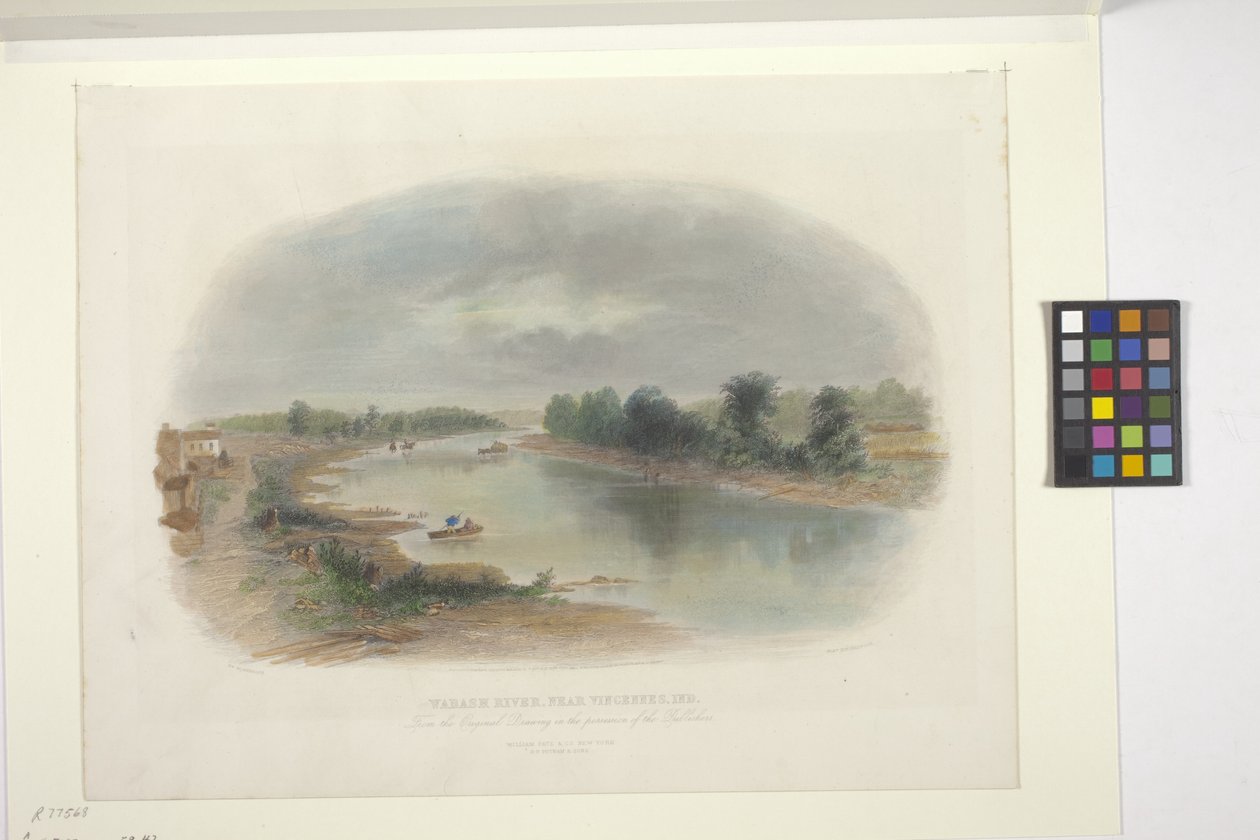 Wabash River, nær Vincennes, Indiana (håndfarvet radering) af American School