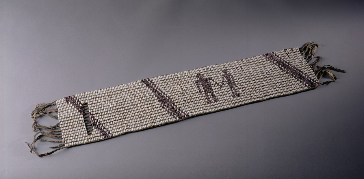Wampum bælte, lavet af Lenni Lenape Indian people, Pennsylvania af American School