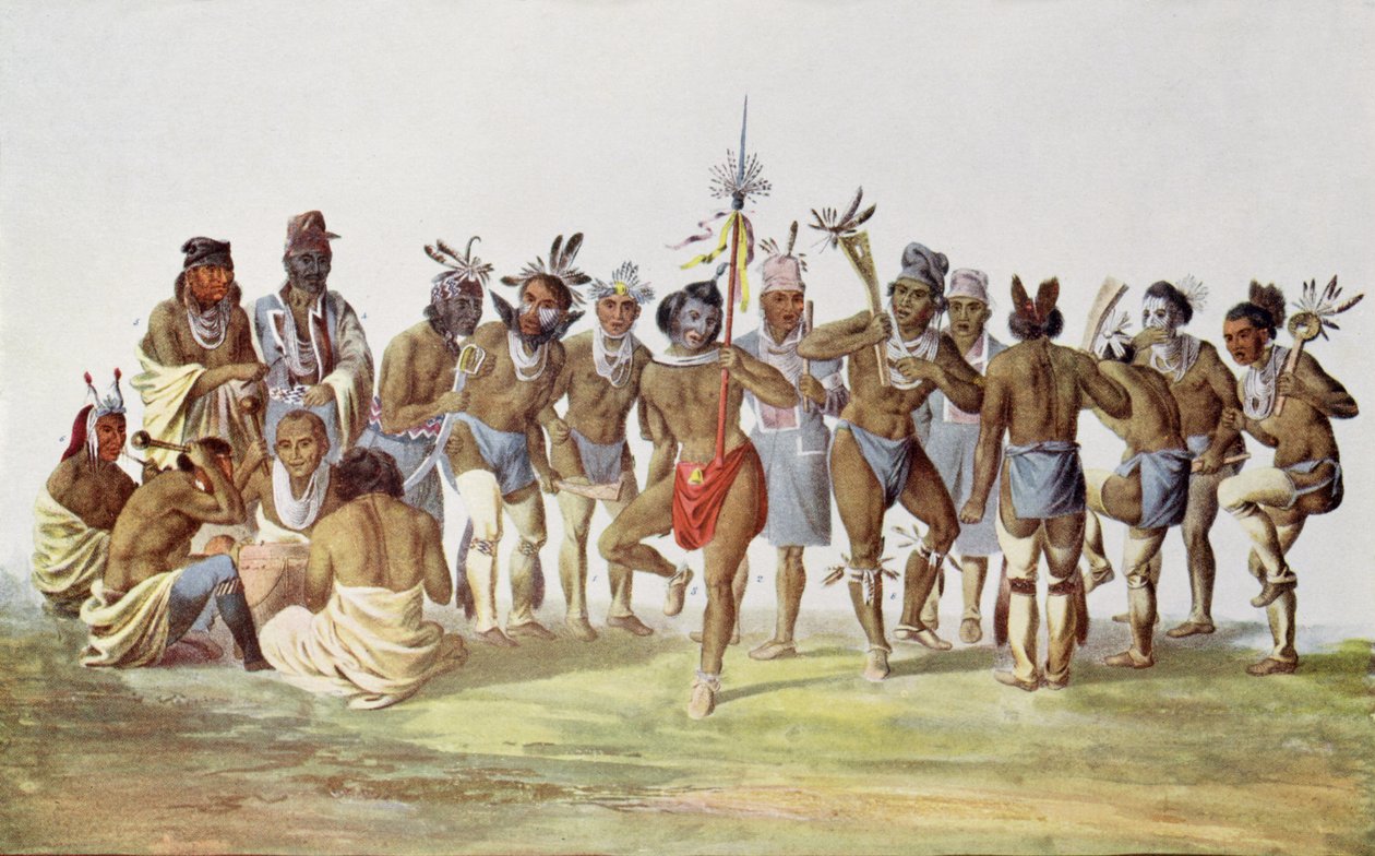 War Dance of the Sauks and Foxes, illustration fra 