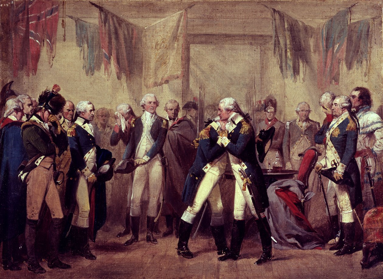 Washingtons farvel til sine officerer på Fraunces Tavern, New York, New York, den 4. december af American School