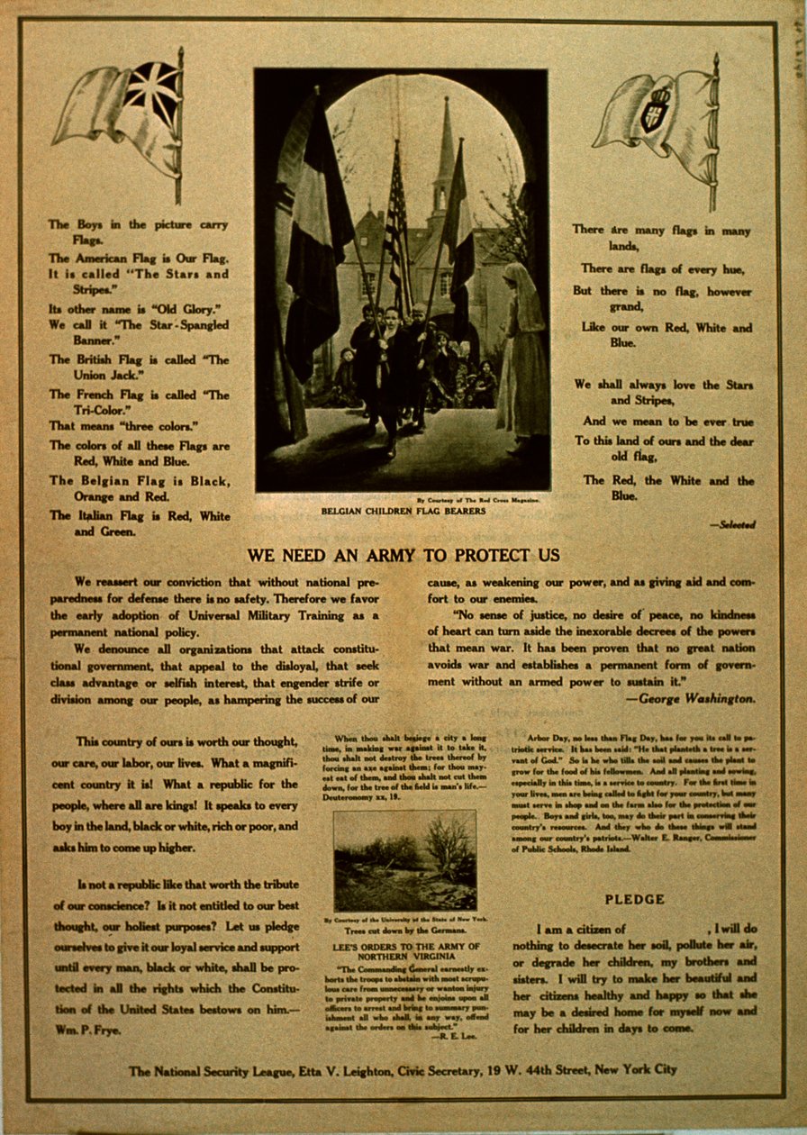 We Need an Army to Protect Us, propaganda-pjece fra National Security League, ca. 1914-18 af American School