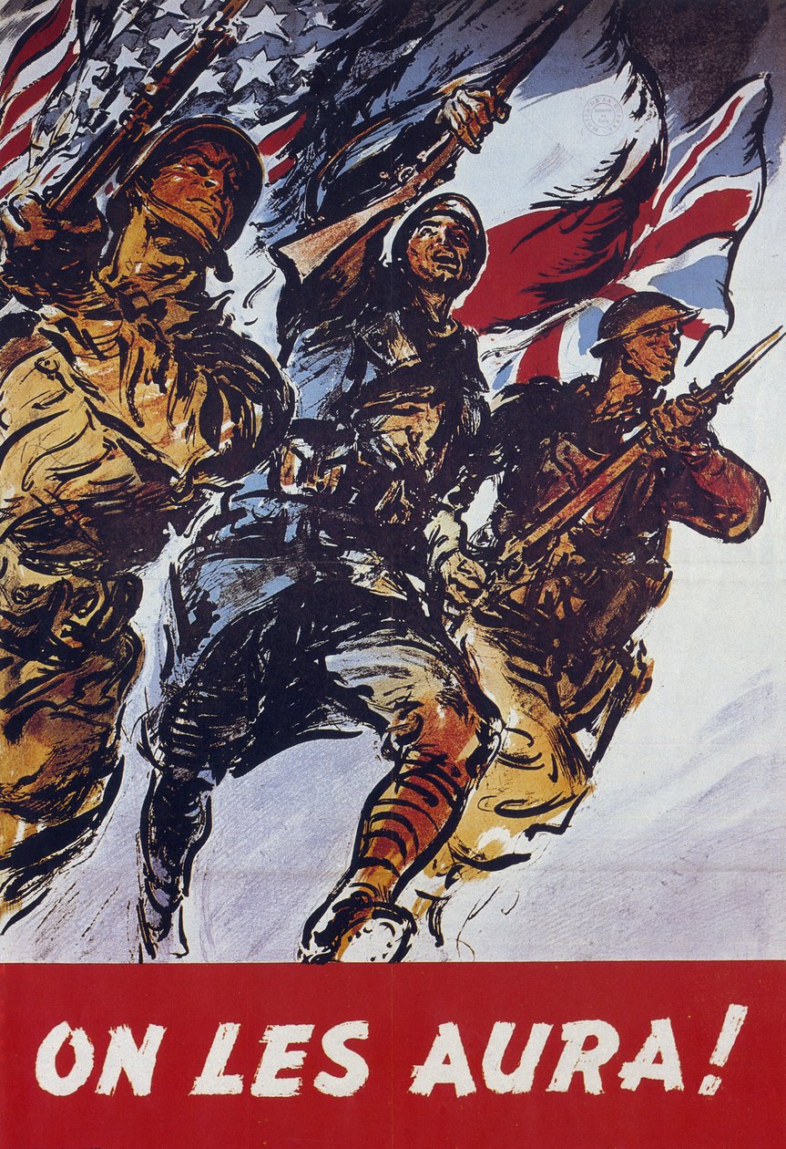 Vi får dem! 1944 Amerikansk propagandaplakat udsendt efter afskibningen i 1944 af American School