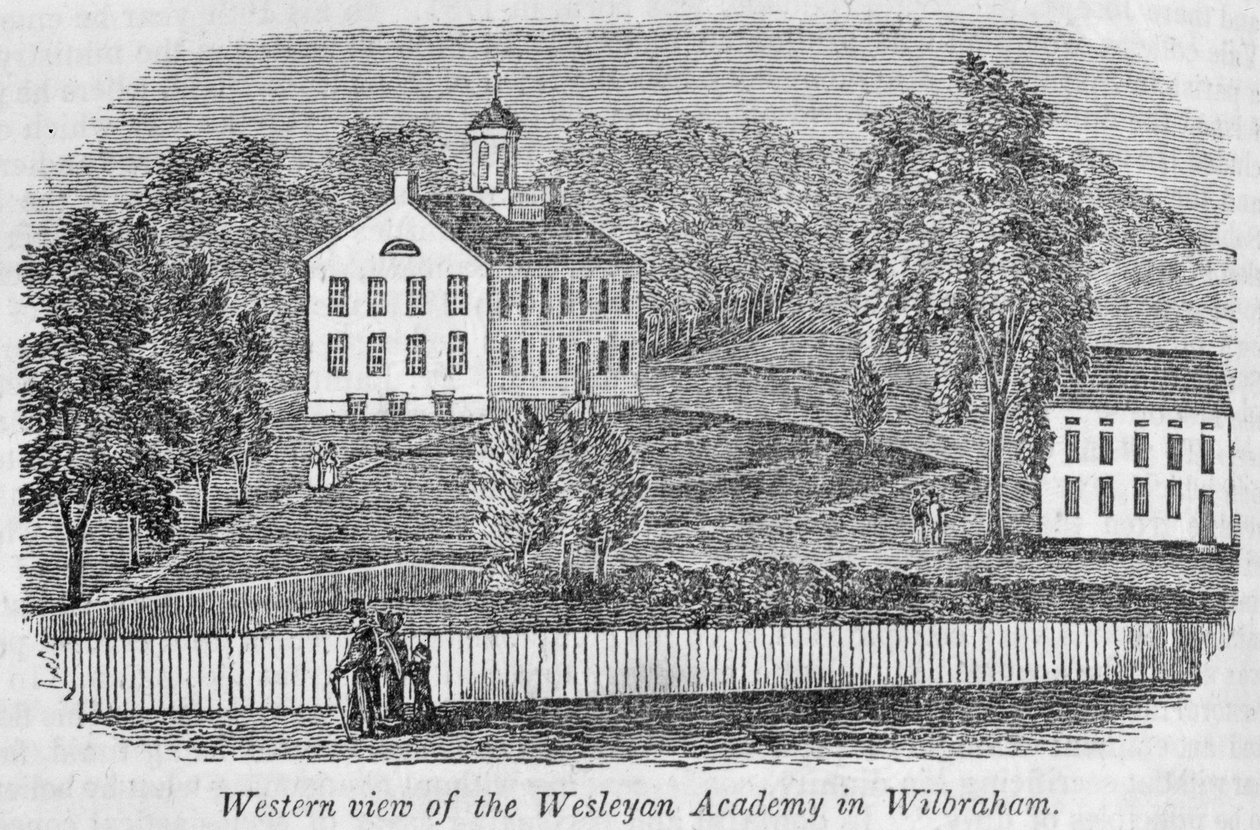 Vestlig udsigt over Wesleyan Academy i Wilbraham, fra 