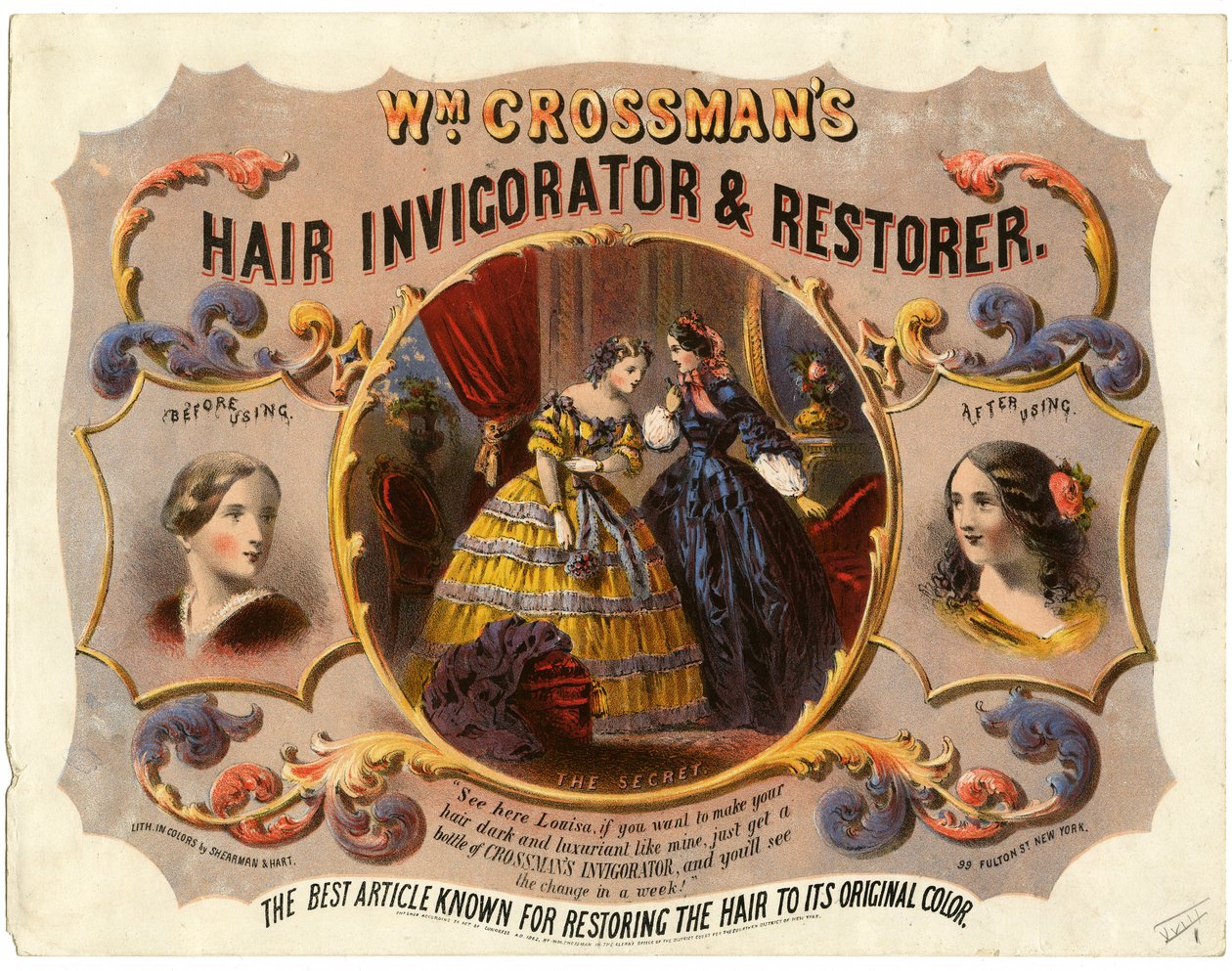 Wm. Crossmans hårforstærker og genopretningsmiddel, 1862 af American School