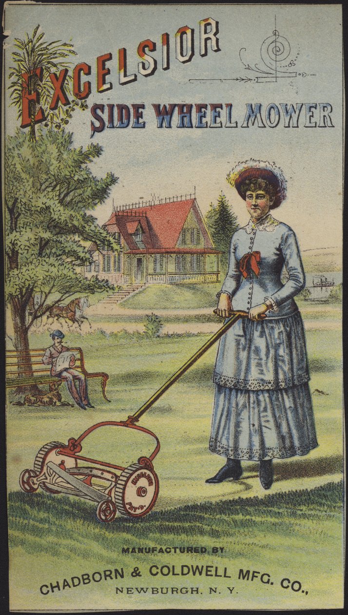 Kvinde slår græs (chromolitho) af American School