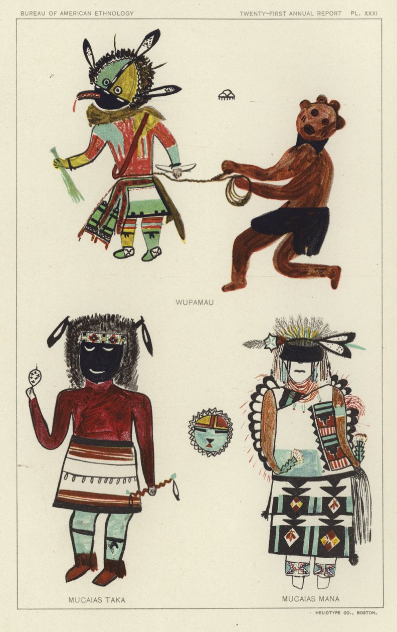 Wupamau, Mucaias Taka, Mucaias Mana (farvelitografi) af American School