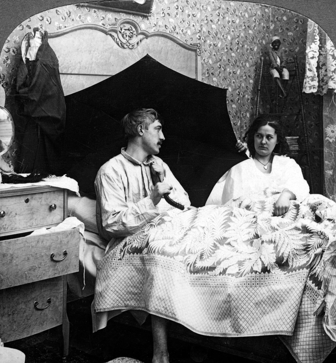Mr Jones hjem fra klubben. Frygt for stormen. af American Stereoscopic Company