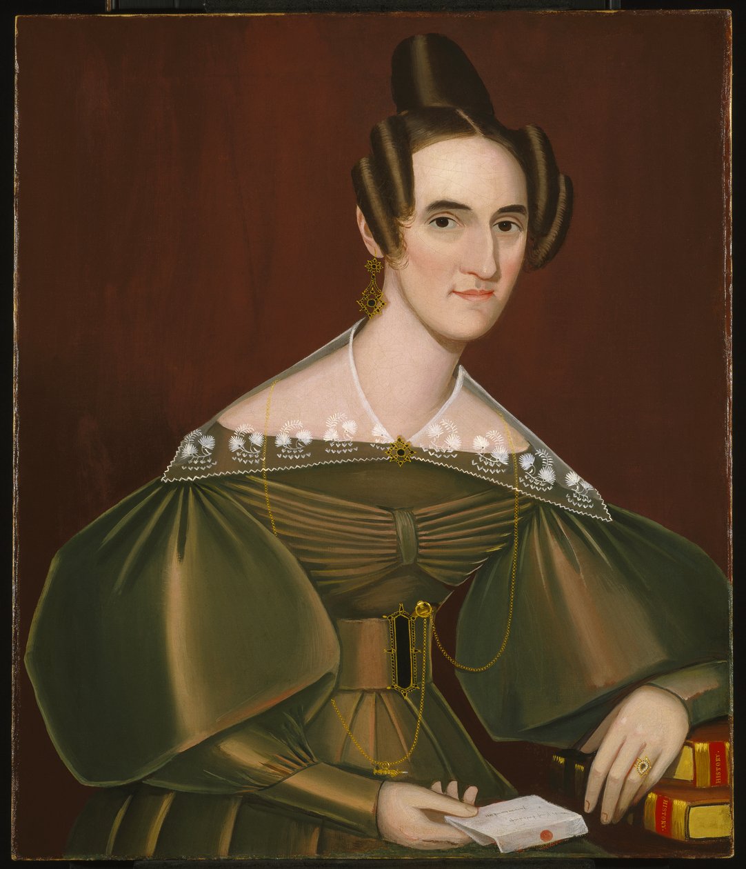 Jeannette Woolley, senere fru John Vincent Storm, ca. 1838 (olie på lærred) af Ammi Phillips