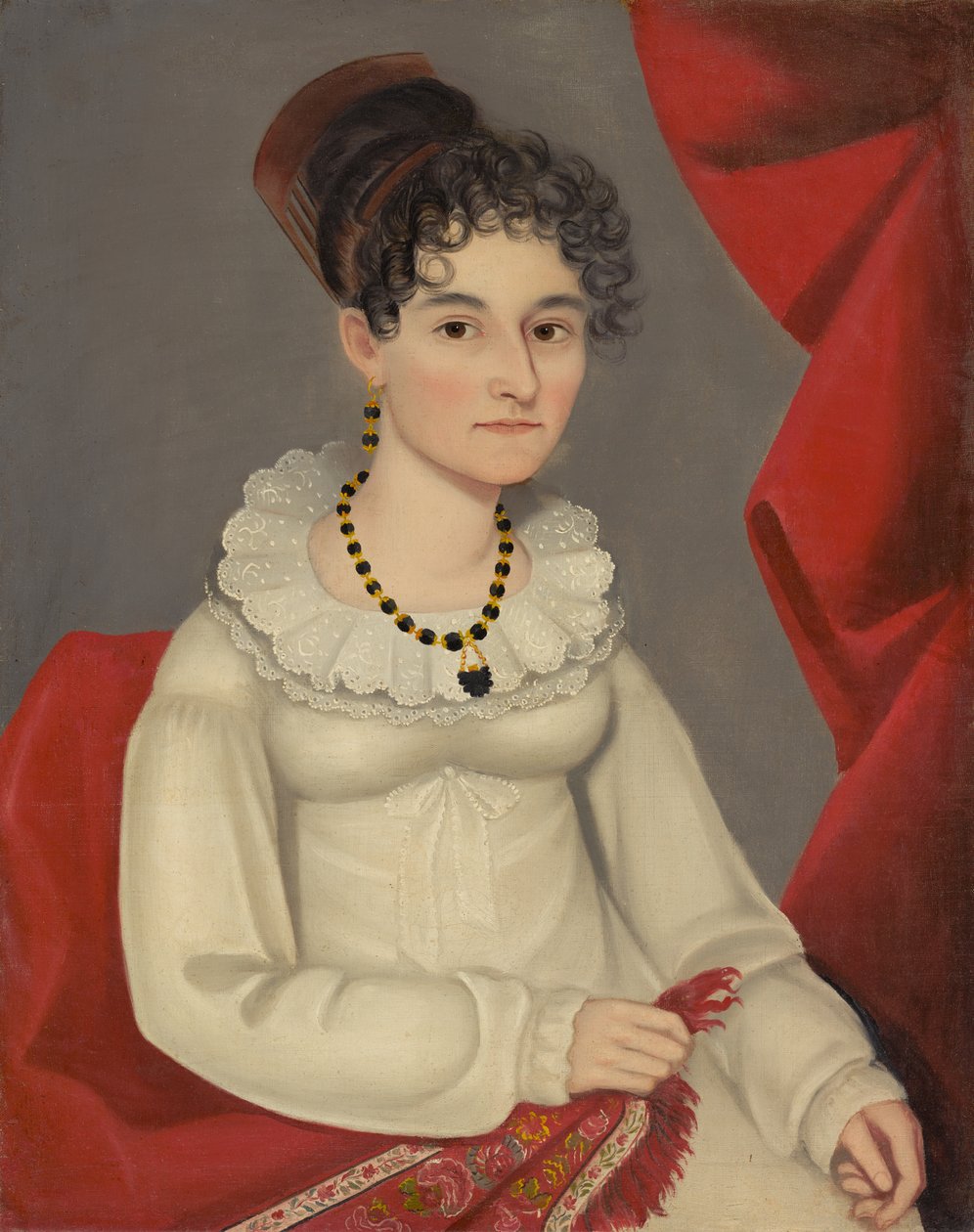 Portræt af Catharine Couenhoven Clark, ca. 1819-20 (olie på lærred) af Ammi Phillips