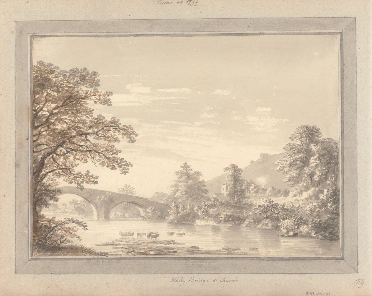 Udsigt i England, Skotland og Wales: Ilkley Bridge and Church af Amos Green