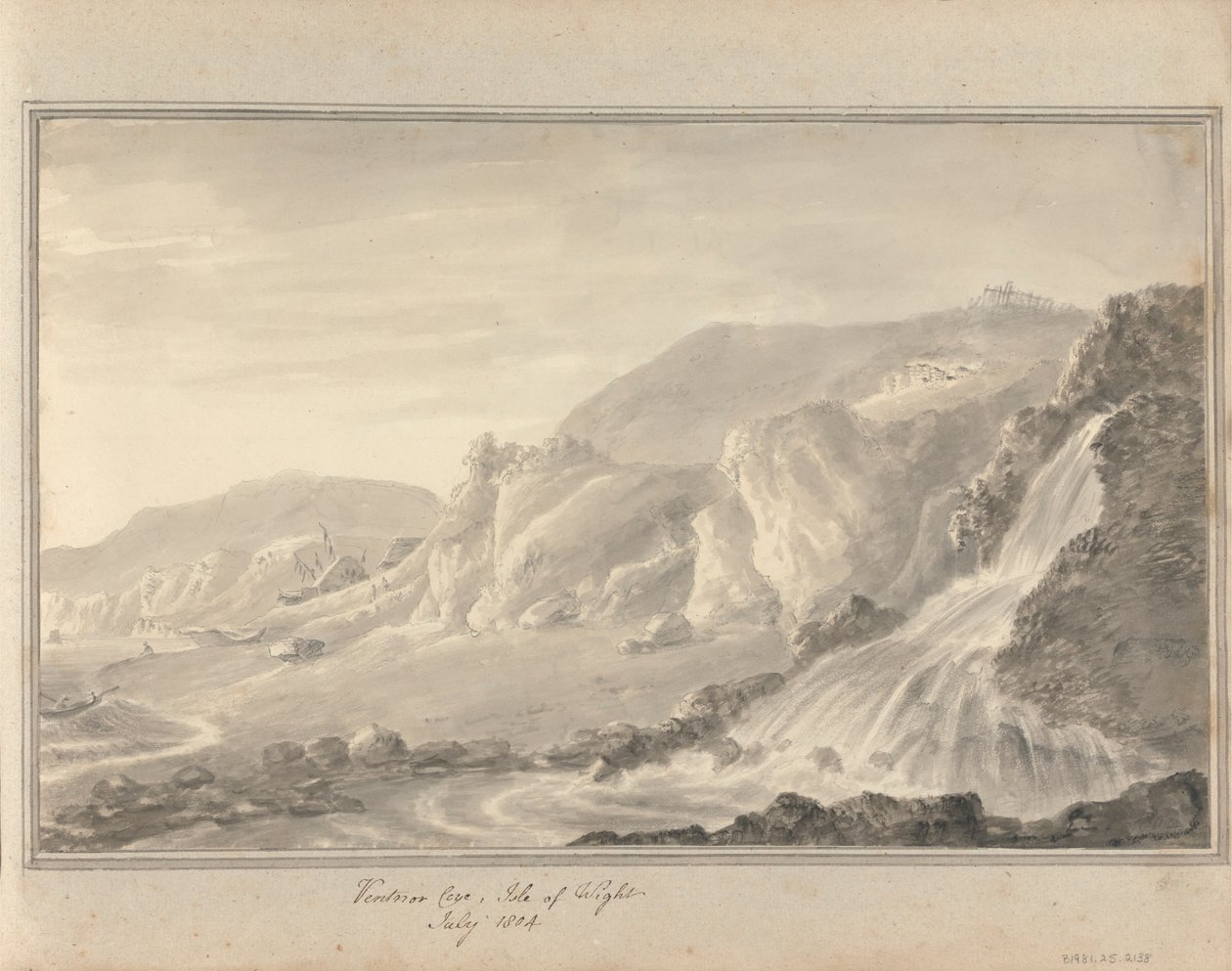 Udsigt i England, Skotland og Wales: Ventnor Cove, Isle of Wight, juli 1804 af Amos Green