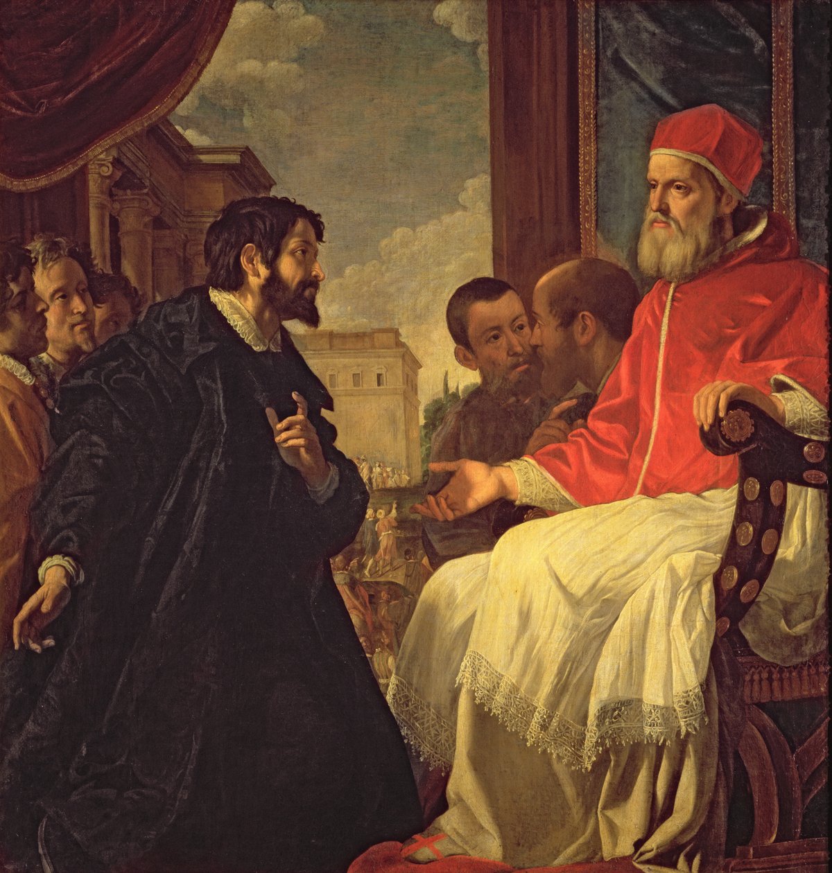 Michelangelo og pave Julius II af Anastasio Fontebuoni