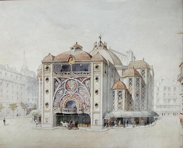 Design til et ideelt teater (akvarel på papir) af Anatole de Baudot