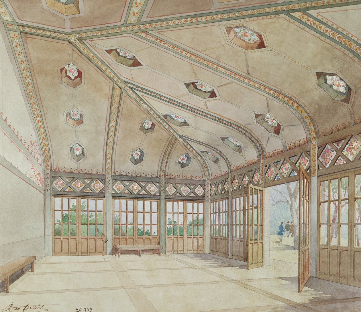 Lycee Victor Hugo, Paris, 1894 (wc på papir) af Anatole de Baudot
