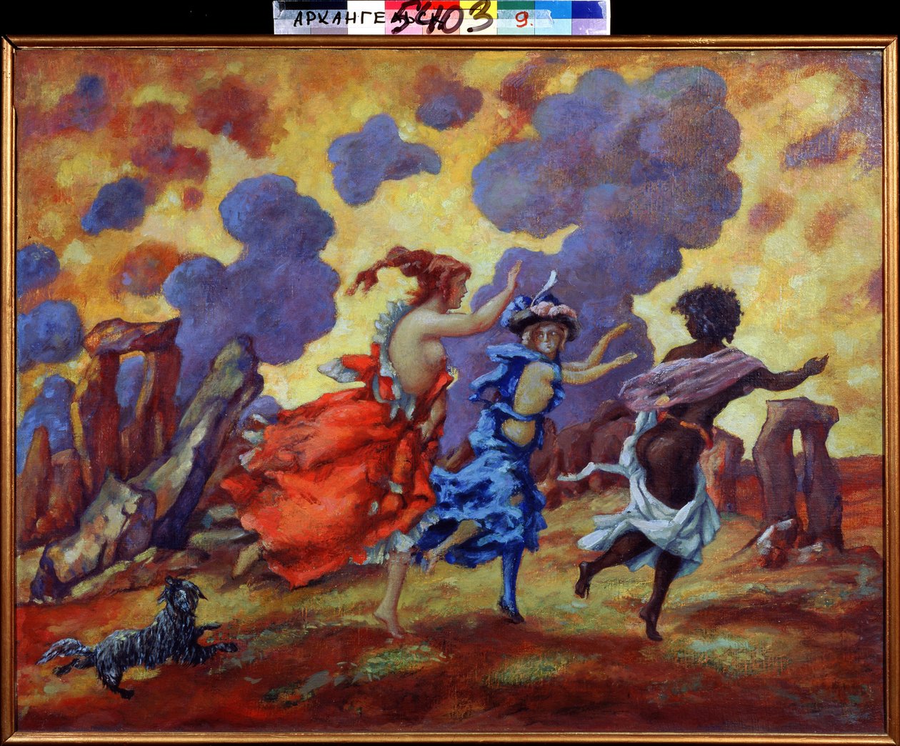 Frygt. Maleri af Anatoly Afanasyevich Arapov (1876-1949). Olie på lærred, 71 x 90 cm. Russisk kunst, symbolik. Regionalt kunstmuseum, Arkhangelsk (Rusland). af Anatoli Afanasyevich Arapov