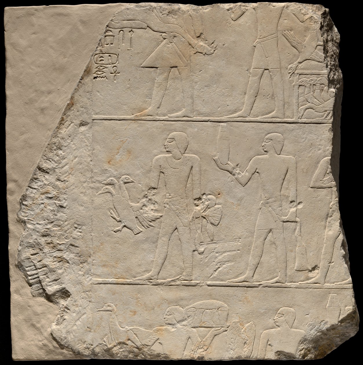 Vægfragment fra en grav, der forestiller offerbærere af Ancient Egyptian