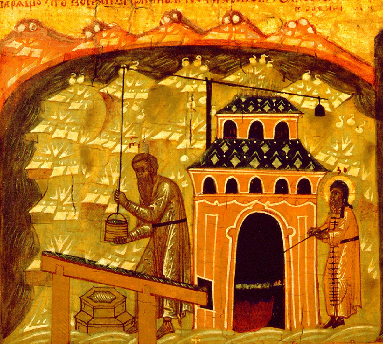 Saltproduktion i Solovetsky Transfiguration Monastery på Solovetsky-øerne, 1600-tallet af Ancient Russian Art