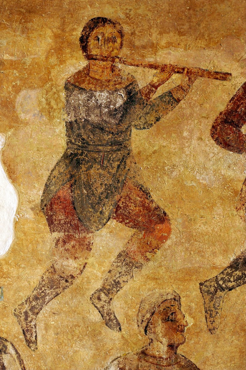 Musikere og akrobater detaljer af Ancient Russian frescos