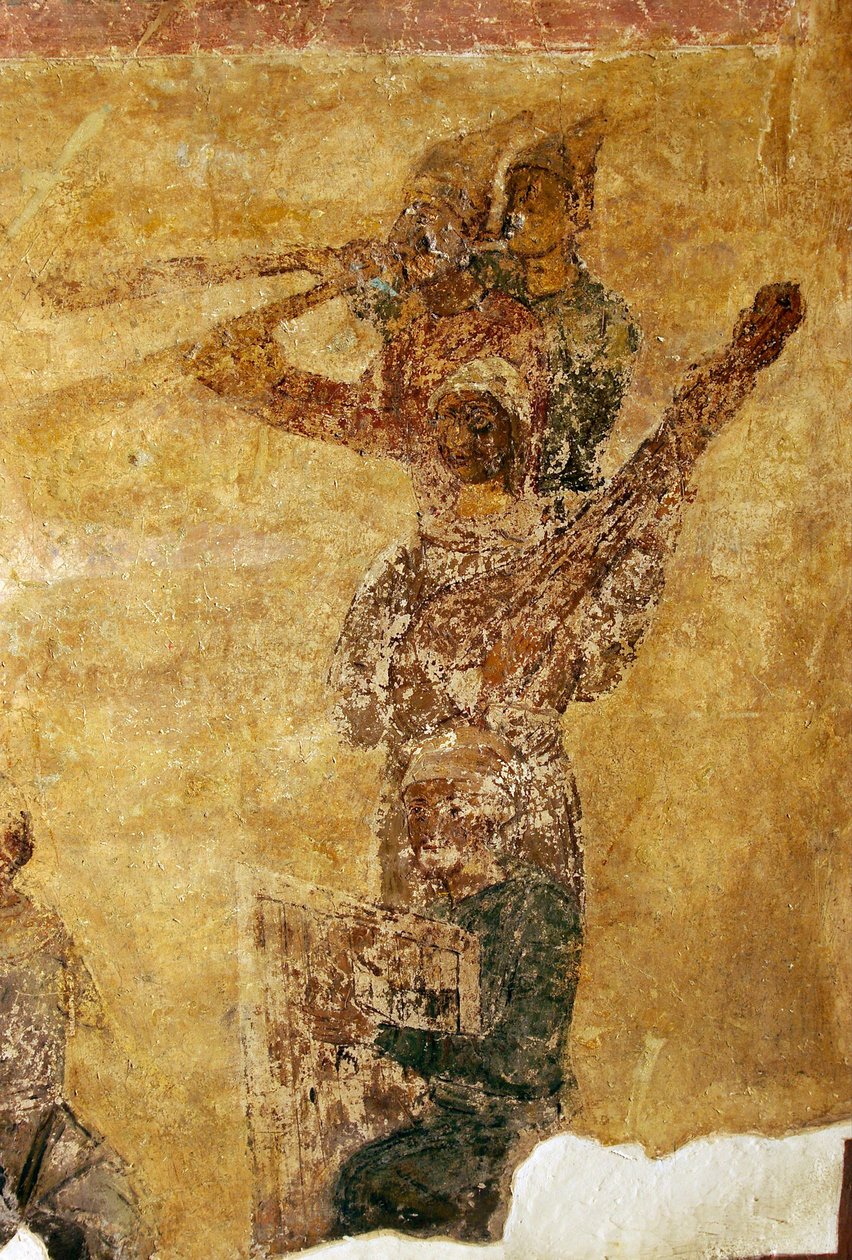 Musikere og akrobater detaljer af Ancient Russian frescos