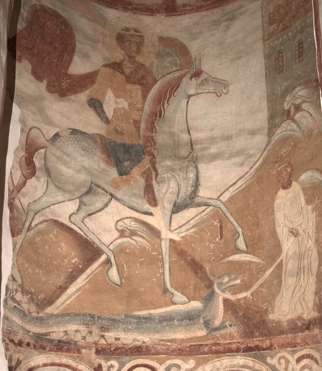 Sankt Georg og dragen, 1100-tallet af Ancient Russian frescos