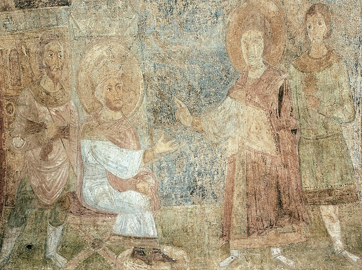 Sankt Georg før kejser Diokletian af Ancient Russian frescos
