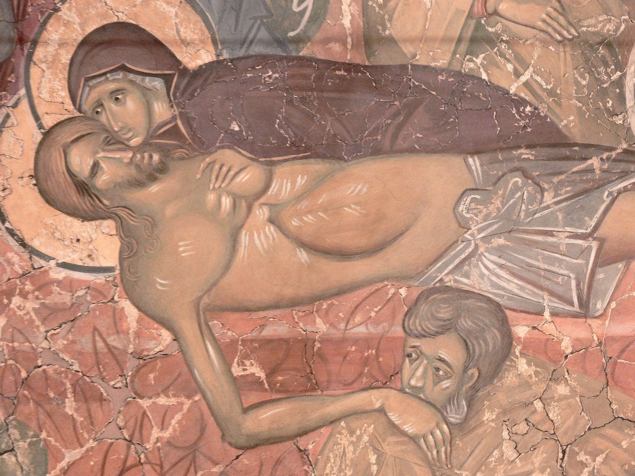 Kristi gravlæggelse, ca 1380 af Ancient Russian frescos
