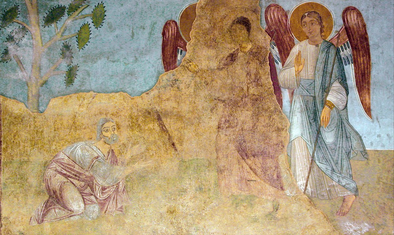 Abrahams gæstfrihed i Det Gamle Testamente Treenighed af Ancient Russian frescos