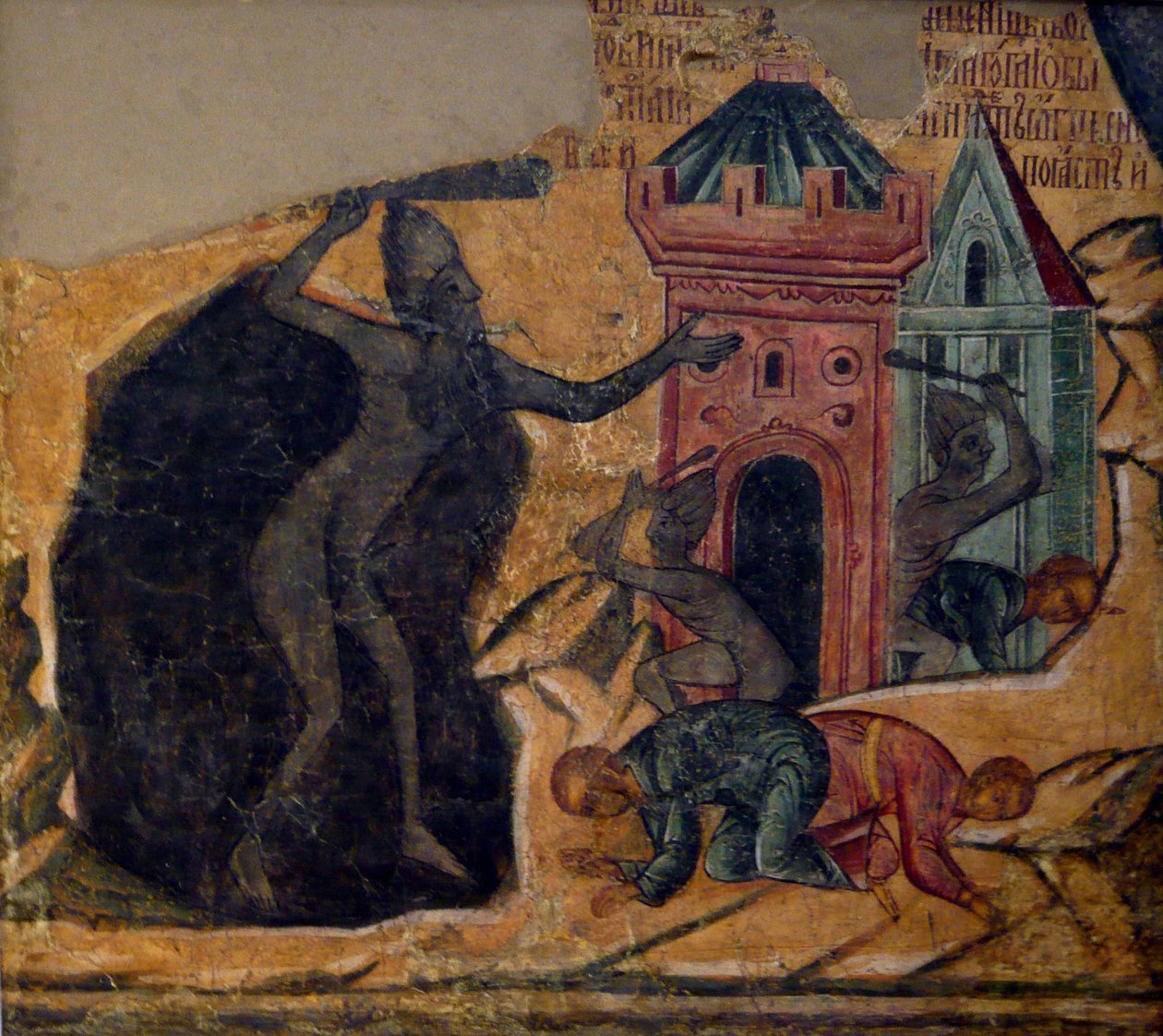 Den sidste dom. Fresko af Novodevichy-klosteret, 1654 af Ancient Russian frescos