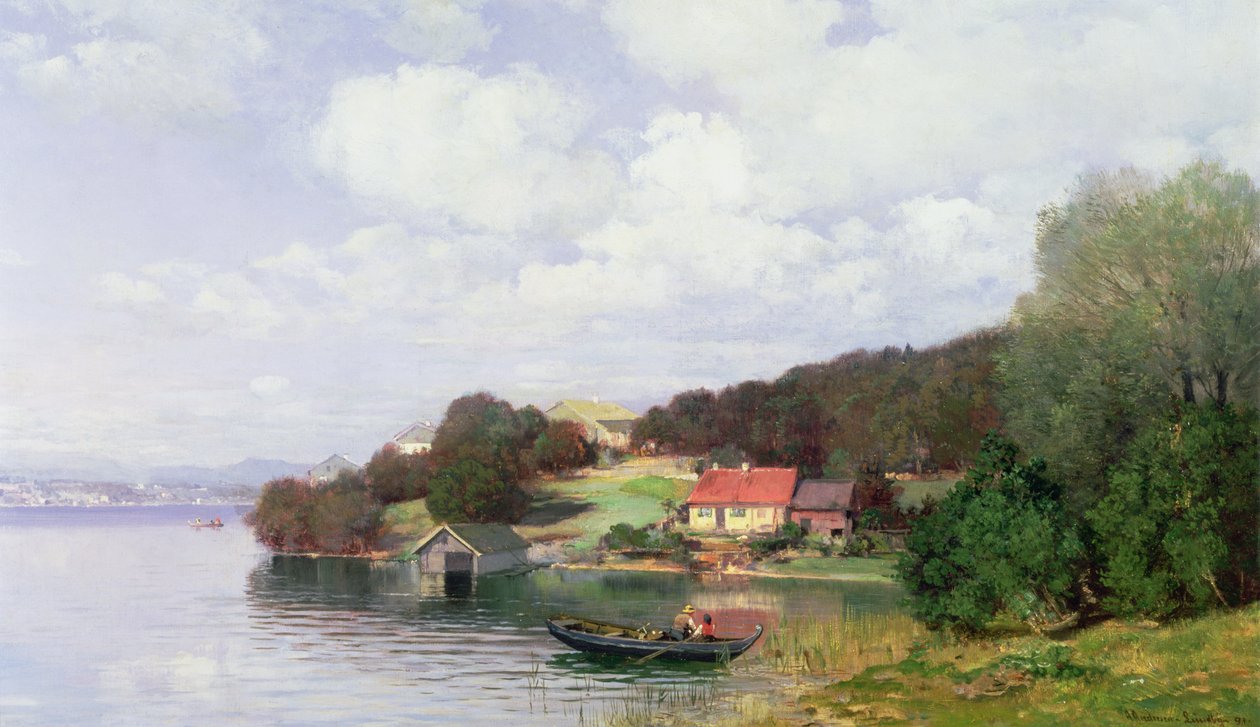 Sejlads på en sø, 1891 af Anders Andersen Lundby