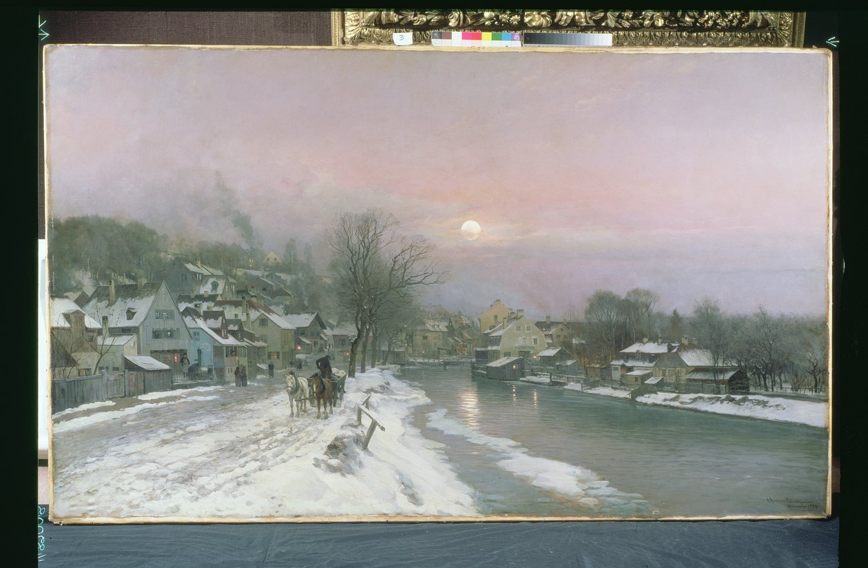 En kanalscene om vinteren af Anders Andersen Lundby