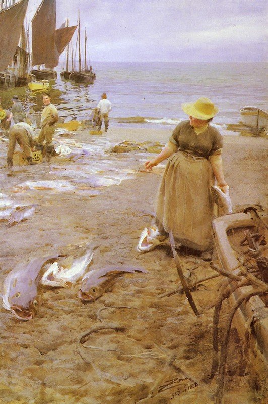 Fiskemarked i St. Ives af Anders Leonard Zorn