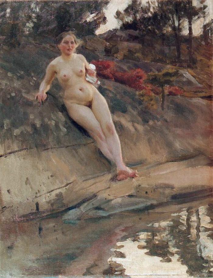 Solbadende pige af Anders Leonard Zorn