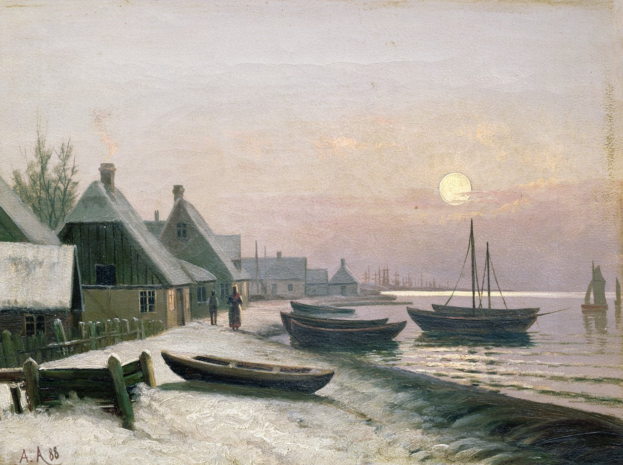 Fiskerbåde i vintersollyset af Anders Andersen Lundby