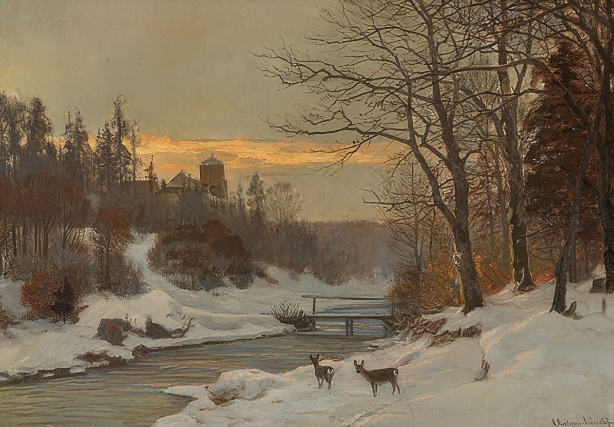 Vinterklart bæklandskab af Anders Andersen Lundby