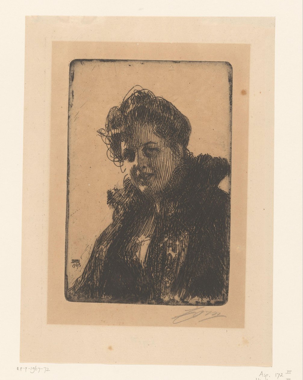 Portræt af Amalia Granberg af Anders Leonard Zorn (signed by artist)