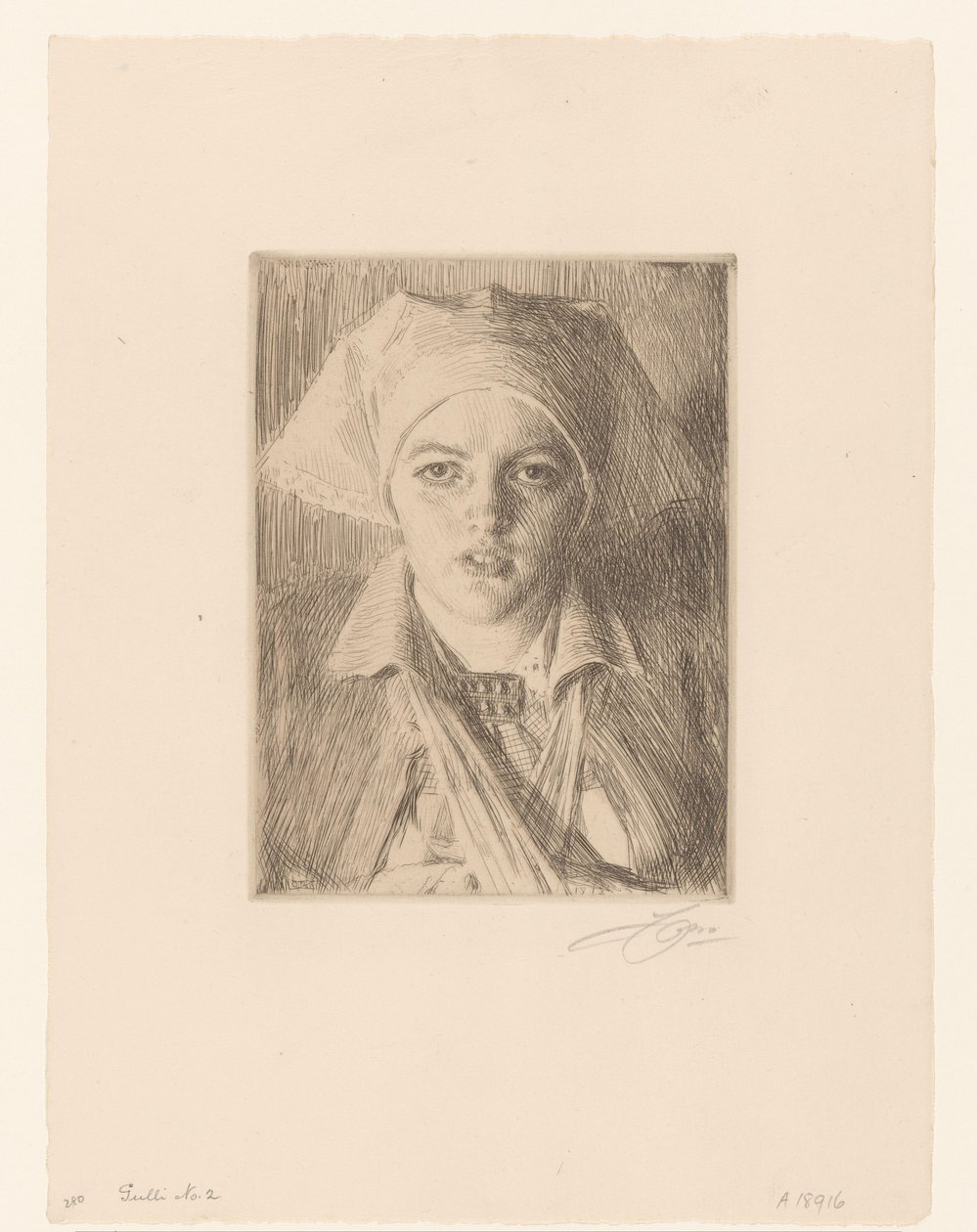 Portretan Van Gold Guld II af Anders Leonard Zorn (signed by artist)