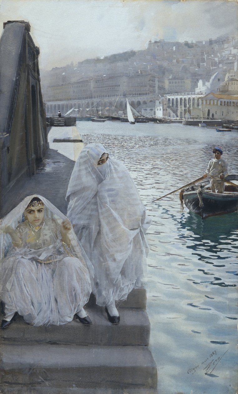 Fra Algier Havn par Zorn, Anders Leonard (1860-1920). Akvarel på papir, størrelse: 67x41 af Anders Leonard Zorn