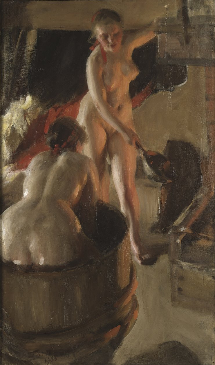 Piger fra Dalarna i bad, 1908 af Anders Leonard Zorn