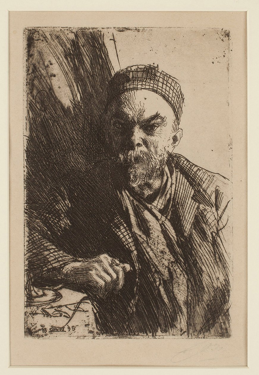 Portræt af digteren Paul Verlaine (1844-1896) - Zorn, Anders Leonard (1860-1920) - 1895 - Radering - 23,7x16 - Privat samling af Anders Leonard Zorn