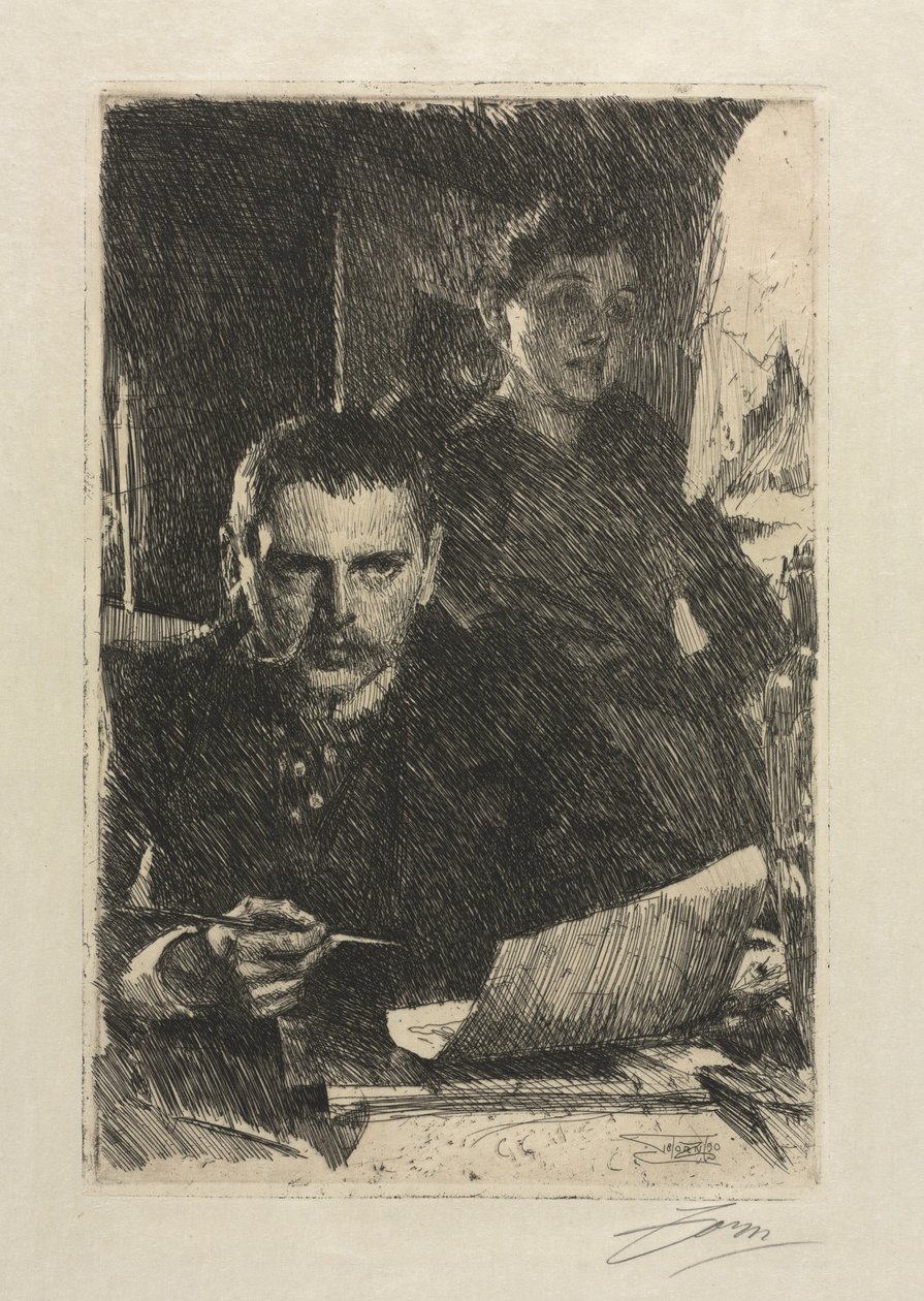 Kunstneren og hans kone, 1890. af Anders Leonard Zorn
